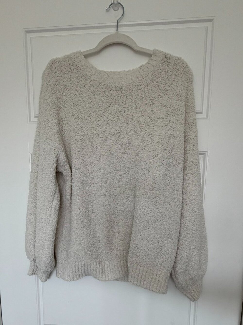 UGG Paden Knit Sweater Cream Ivory Fuzzy Boucle Crewneck Pullover Sz Large Cozy